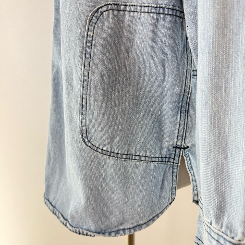 Light Blue Denim Pullover Utility Jacket - image 7